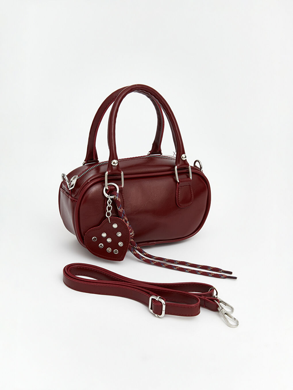 Bordo Deri Görünümlü Kadın Omuz Çantası-1