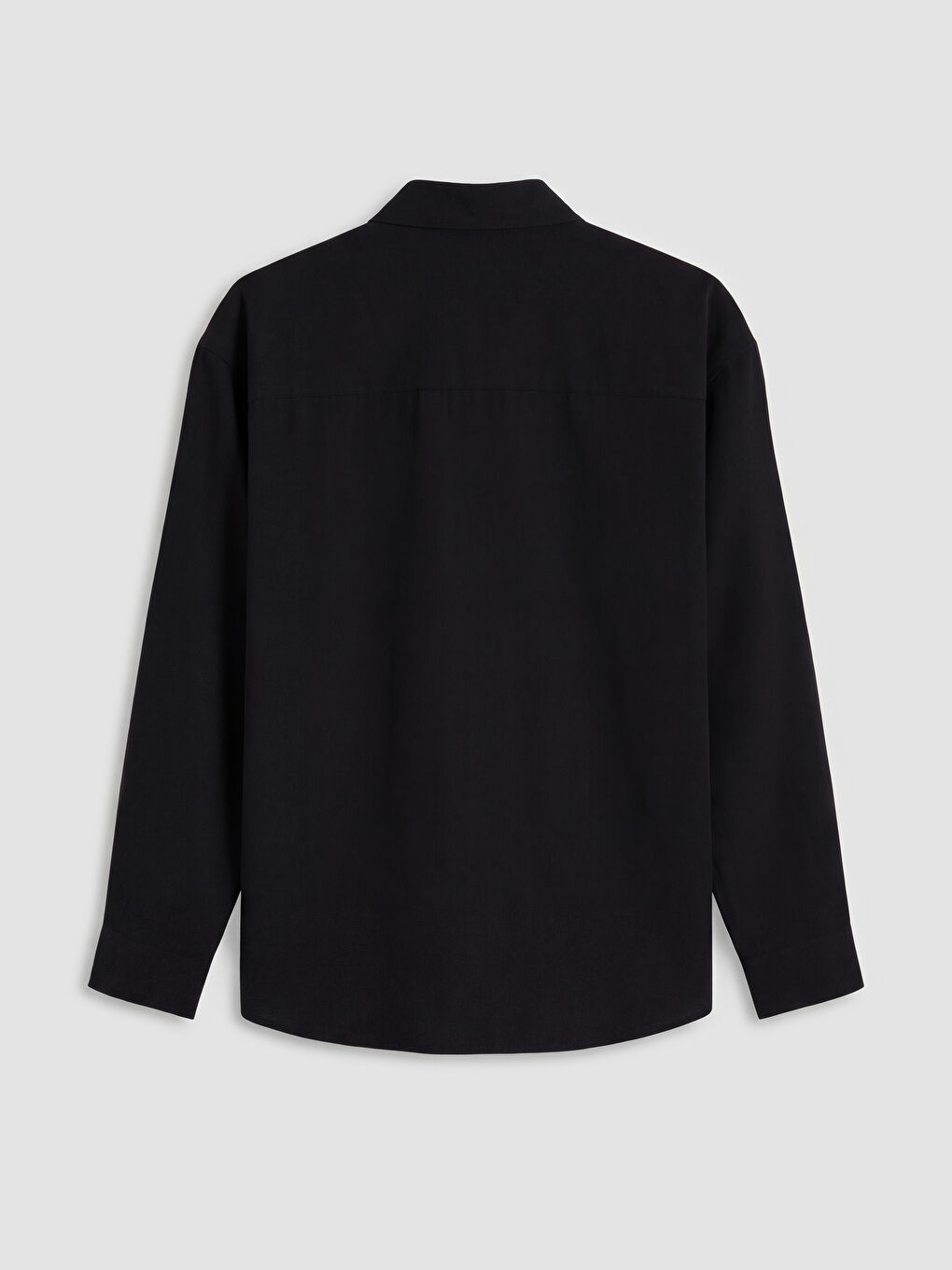 Siyah Regular Fit Erkek Armürlü Gömlek	-1