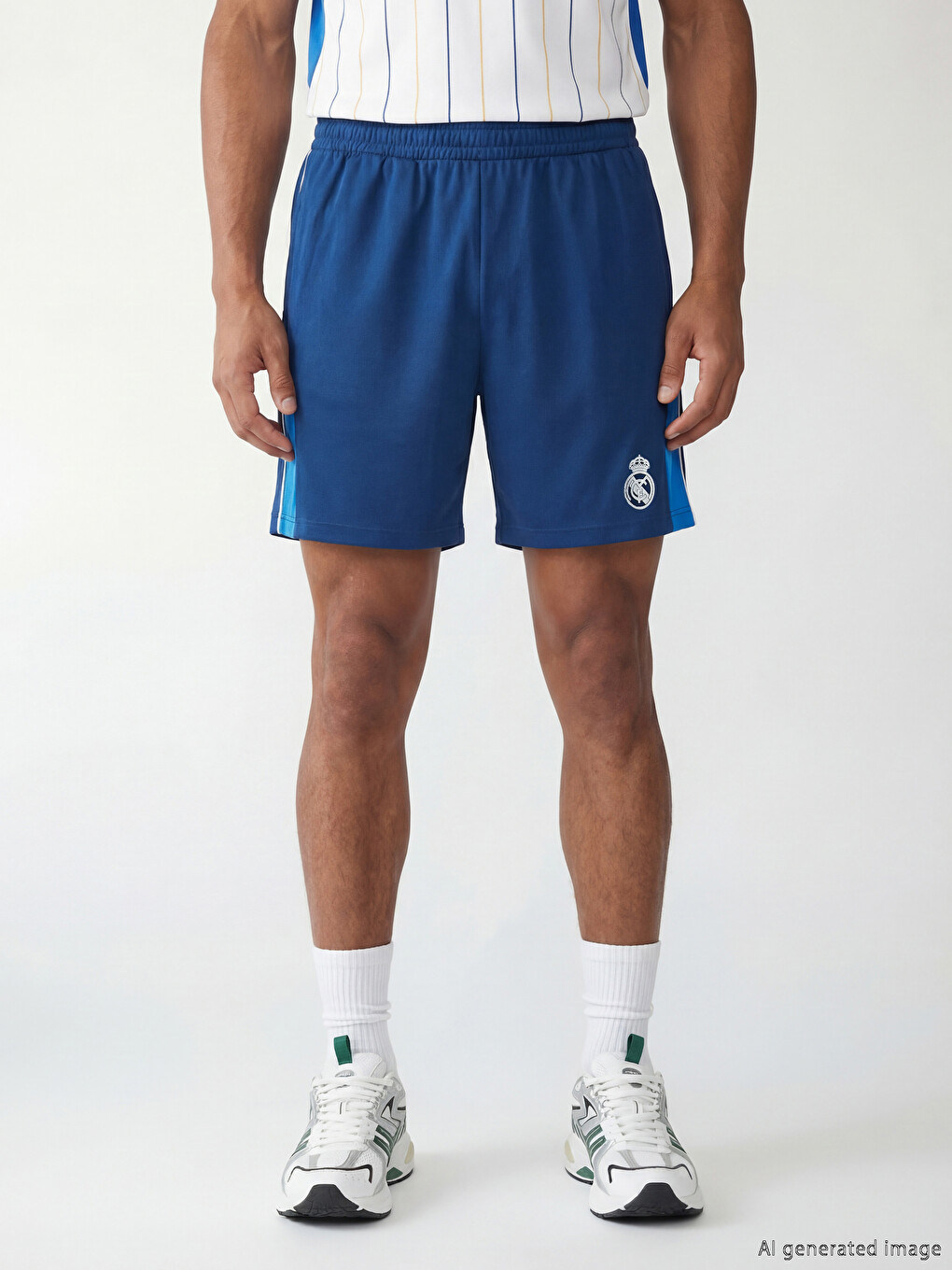 Lacivert Real Madrid Amblemli Erkek Şort-1
