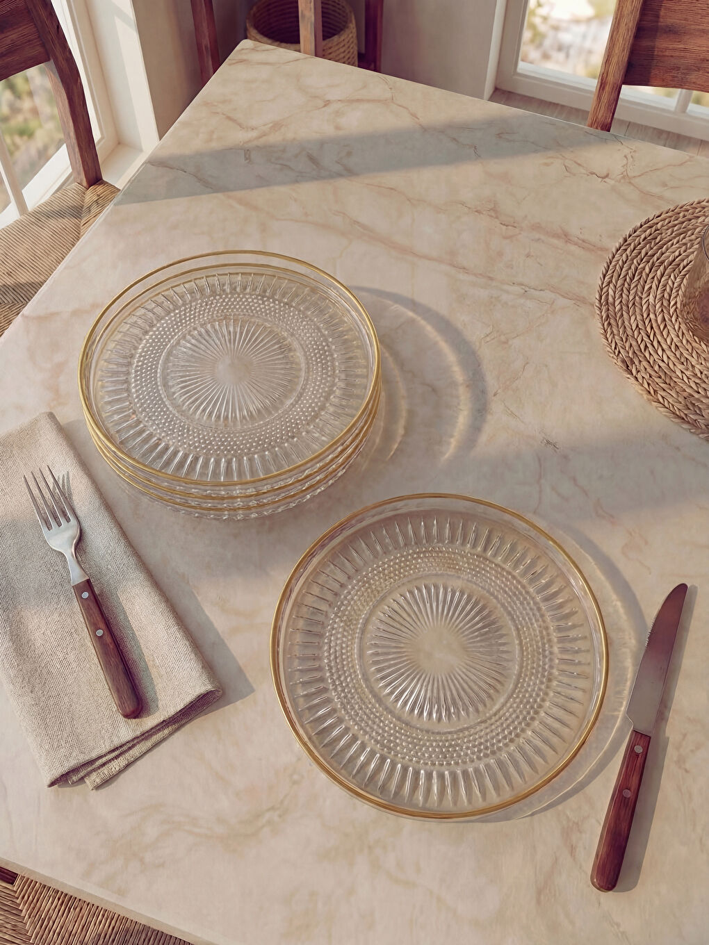 Renksiz Cam Pasta Tabağı Seti 4'lü 16 cm