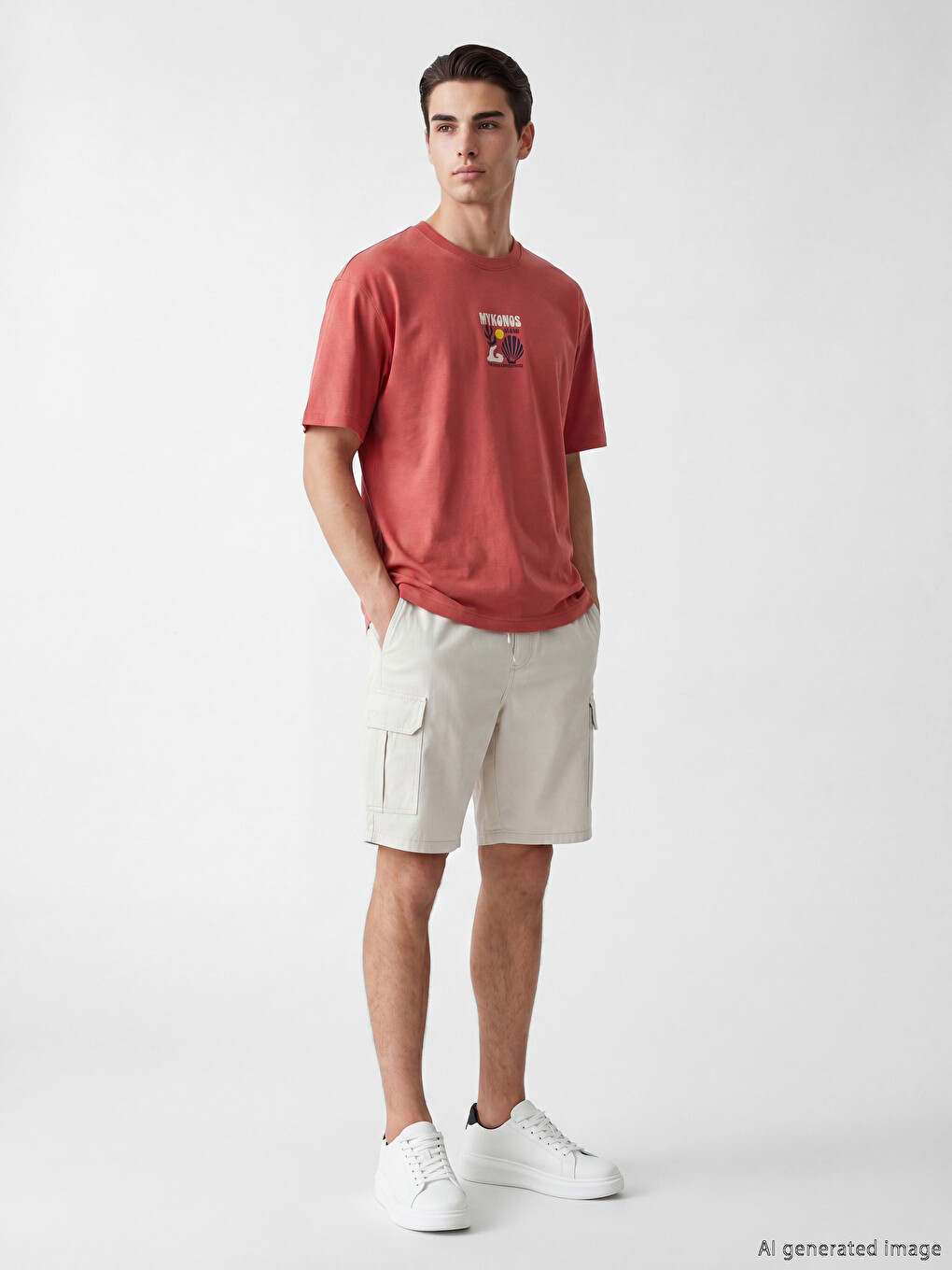 Crew Neck Mykonos Printed Men's T-shirt-1