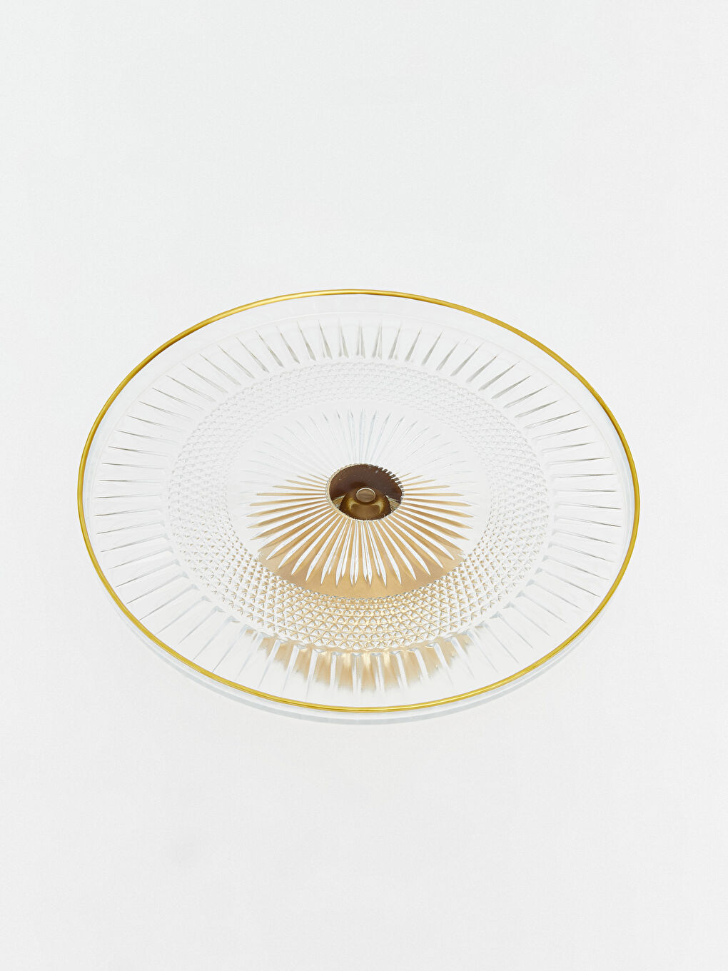 Renksiz Kenarı Şeritli Desenli Cam Ayaklı Sunumluk-3