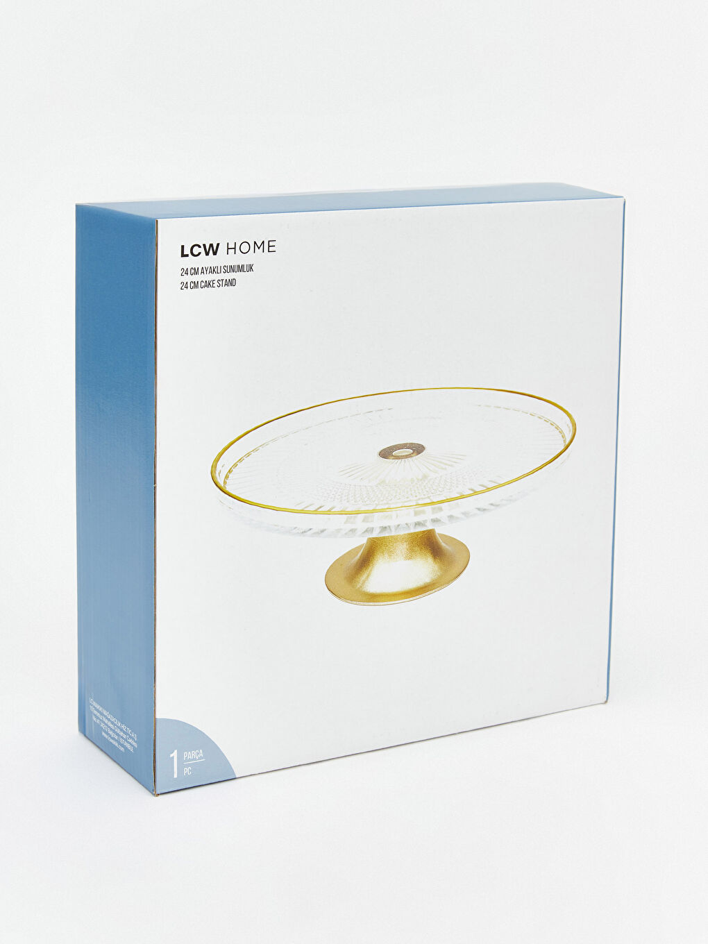 Renksiz Kenarı Şeritli Desenli Cam Ayaklı Sunumluk-1