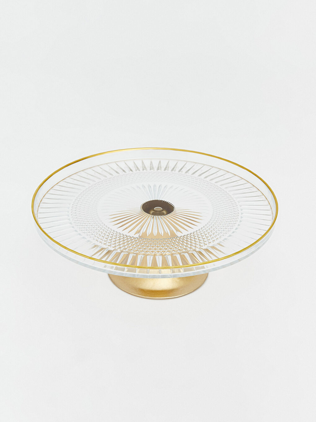 Renksiz Kenarı Şeritli Desenli Cam Ayaklı Sunumluk-2