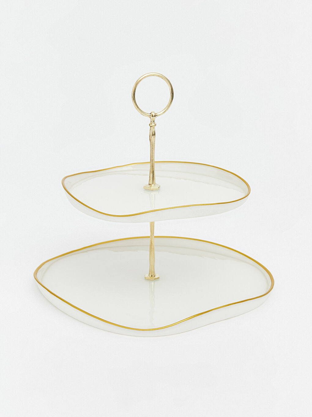 Beyaz İki Katlı Ayaklı Sunumluk-3