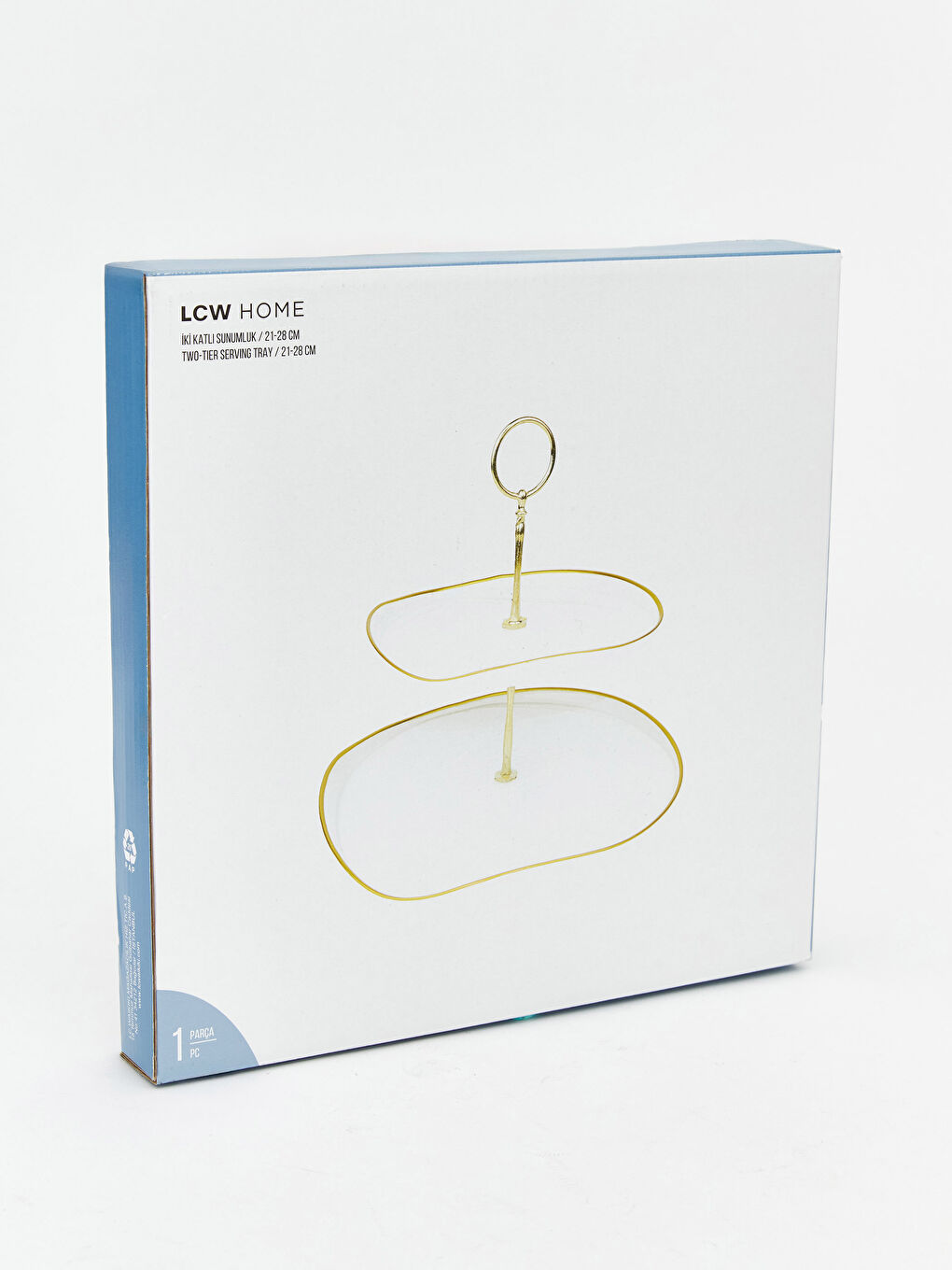 Beyaz İki Katlı Ayaklı Sunumluk-1