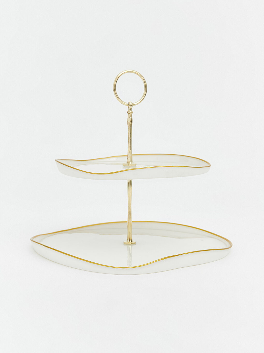 Beyaz İki Katlı Ayaklı Sunumluk-2