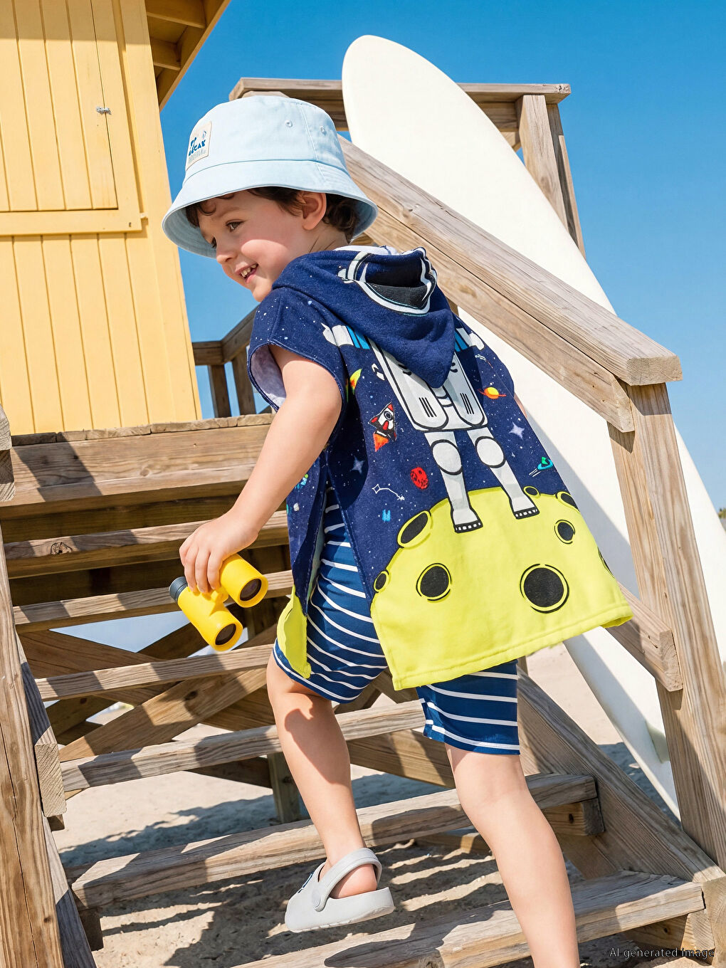 Printed Boys' Poncho Beach Towel