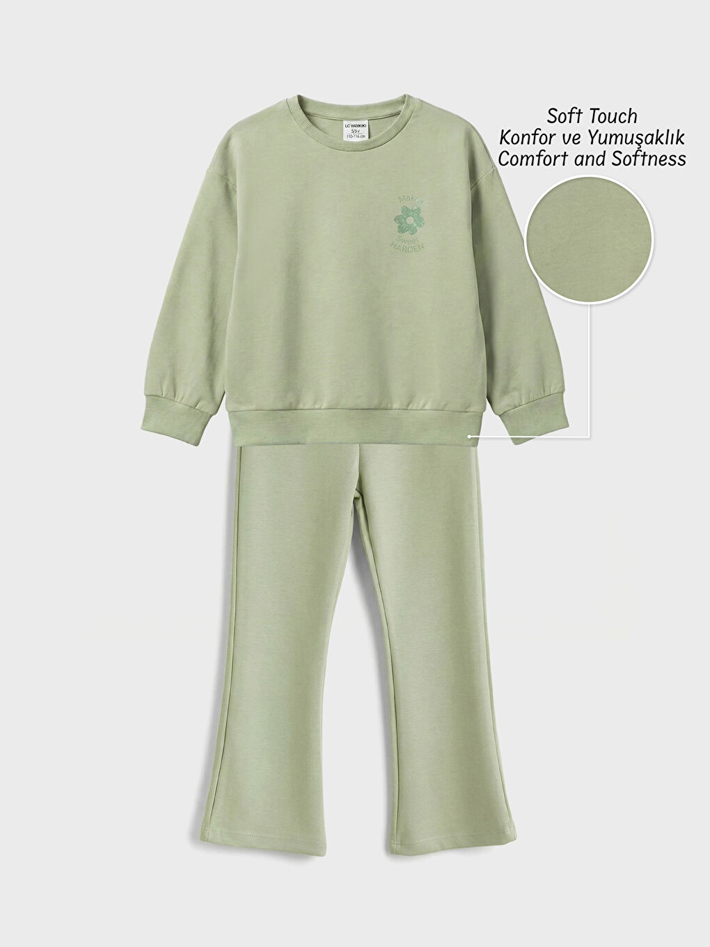 Floral Print Girls' Soft Touch Sweatshirt and Sweatpants-1