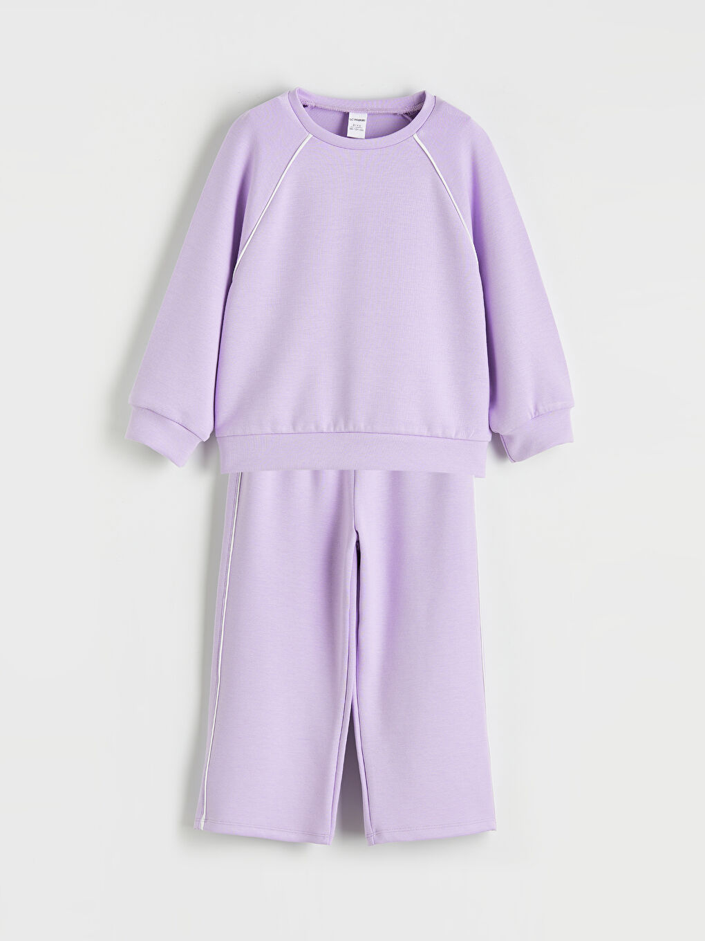 Lila Bisiklet Yaka Kız Çocuk Sweatshirt ve Eşofman Altı