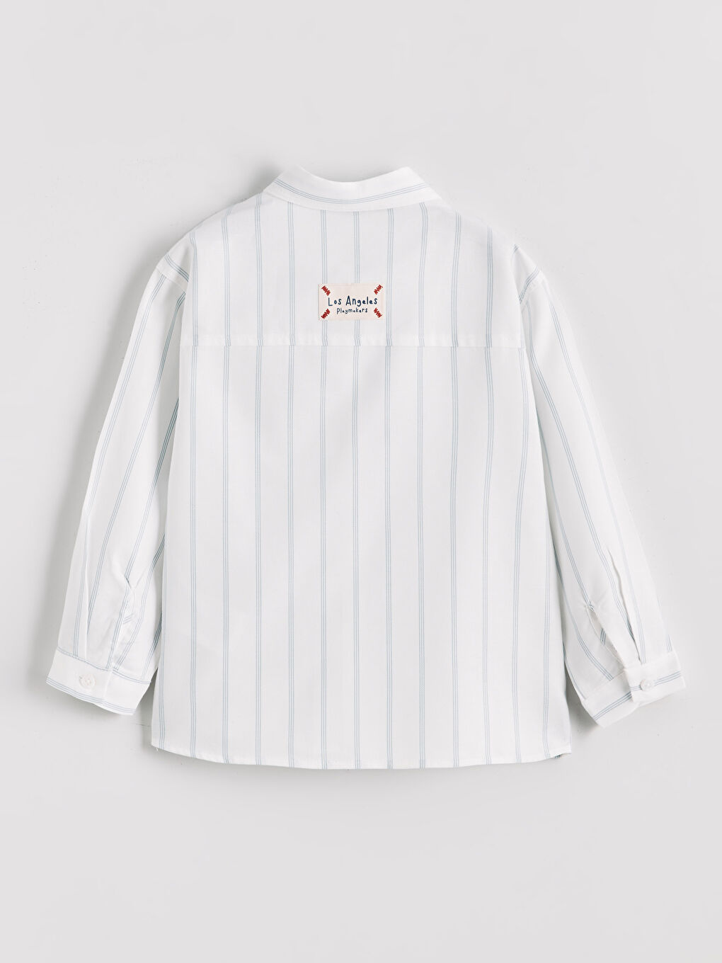Ekru Uzun Kollu Çizgili Erkek Çocuk Gömlek-2