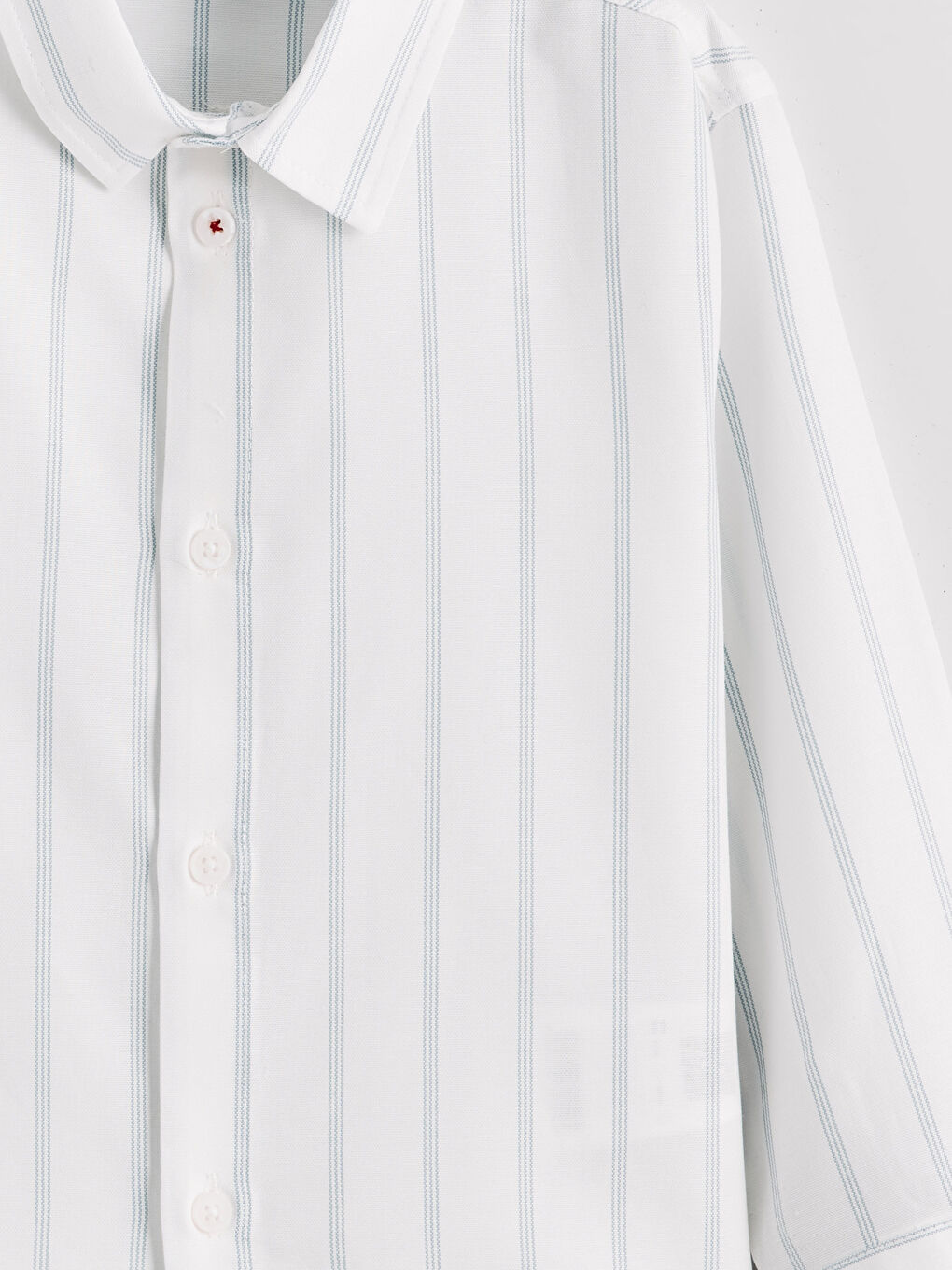 Ekru Uzun Kollu Çizgili Erkek Çocuk Gömlek-3
