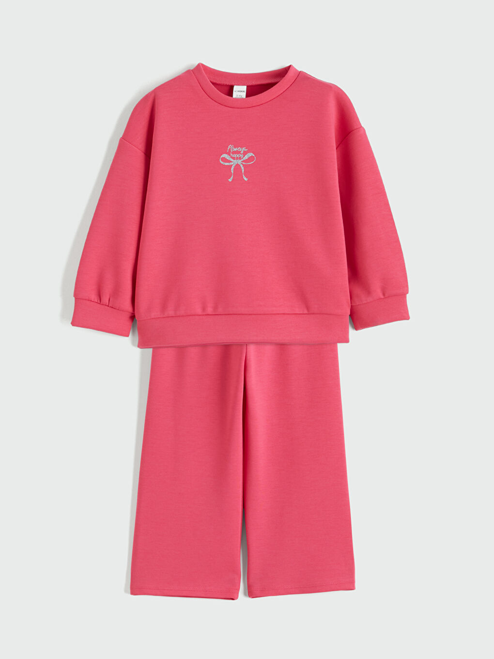 Fuşya Baskılı Kız Çocuk Soft Touch Sweatshirt ve Eşofman Altı