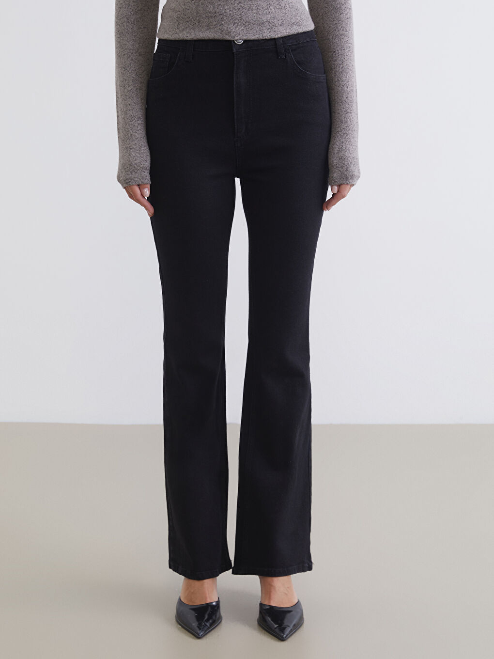 Siyah Mars Flare Kadın Jean Pantolon-1