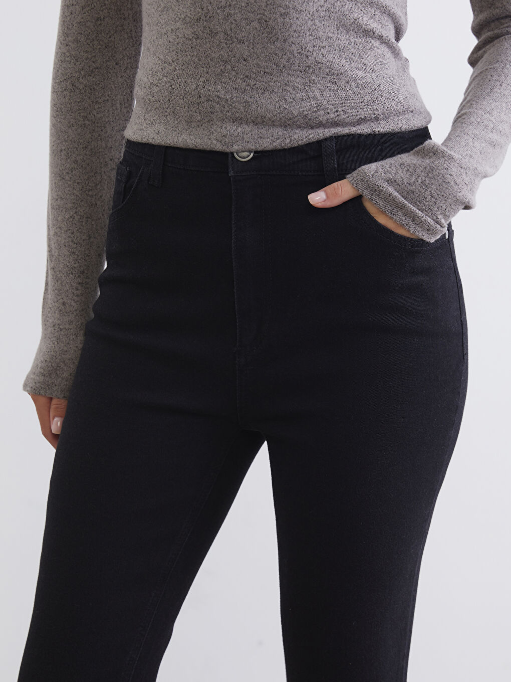 Siyah Mars Flare Kadın Jean Pantolon-2