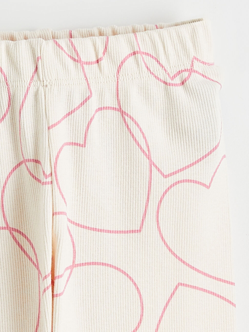 Ekru Kalp Baskılı Kız Çocuk Tayt-1
