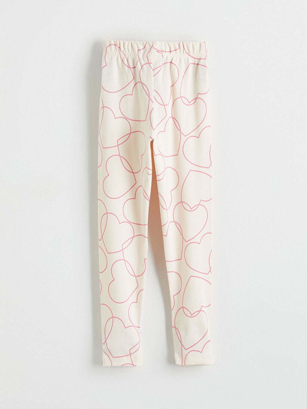 Ekru Kalp Baskılı Kız Çocuk Tayt-2