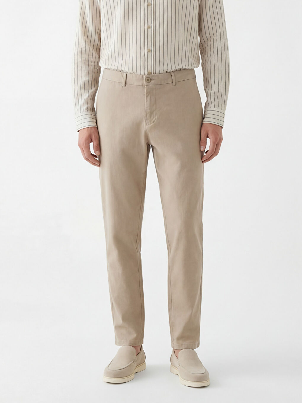 Bej Standart Kalıp Erkek Pantolon-2