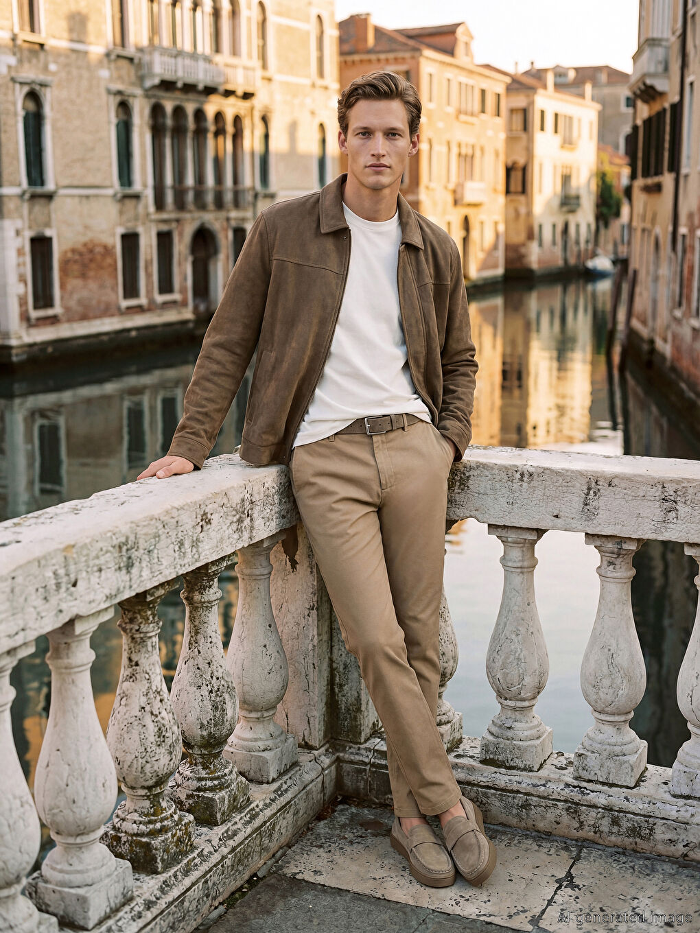 Kahverengi Standart Kalıp Armürlü Erkek Pantolon