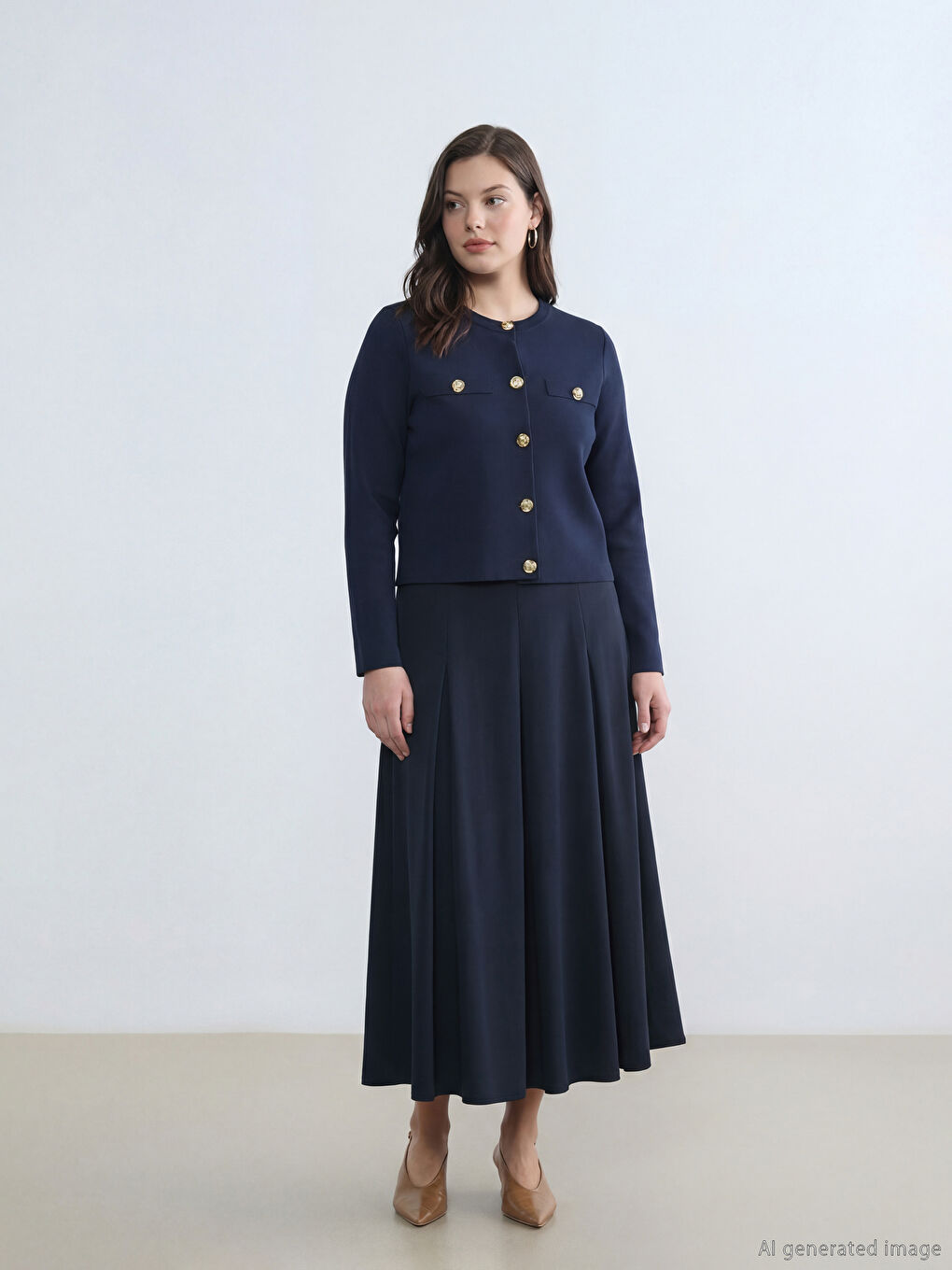 Jupe Plissée avec Taille Zippée-2