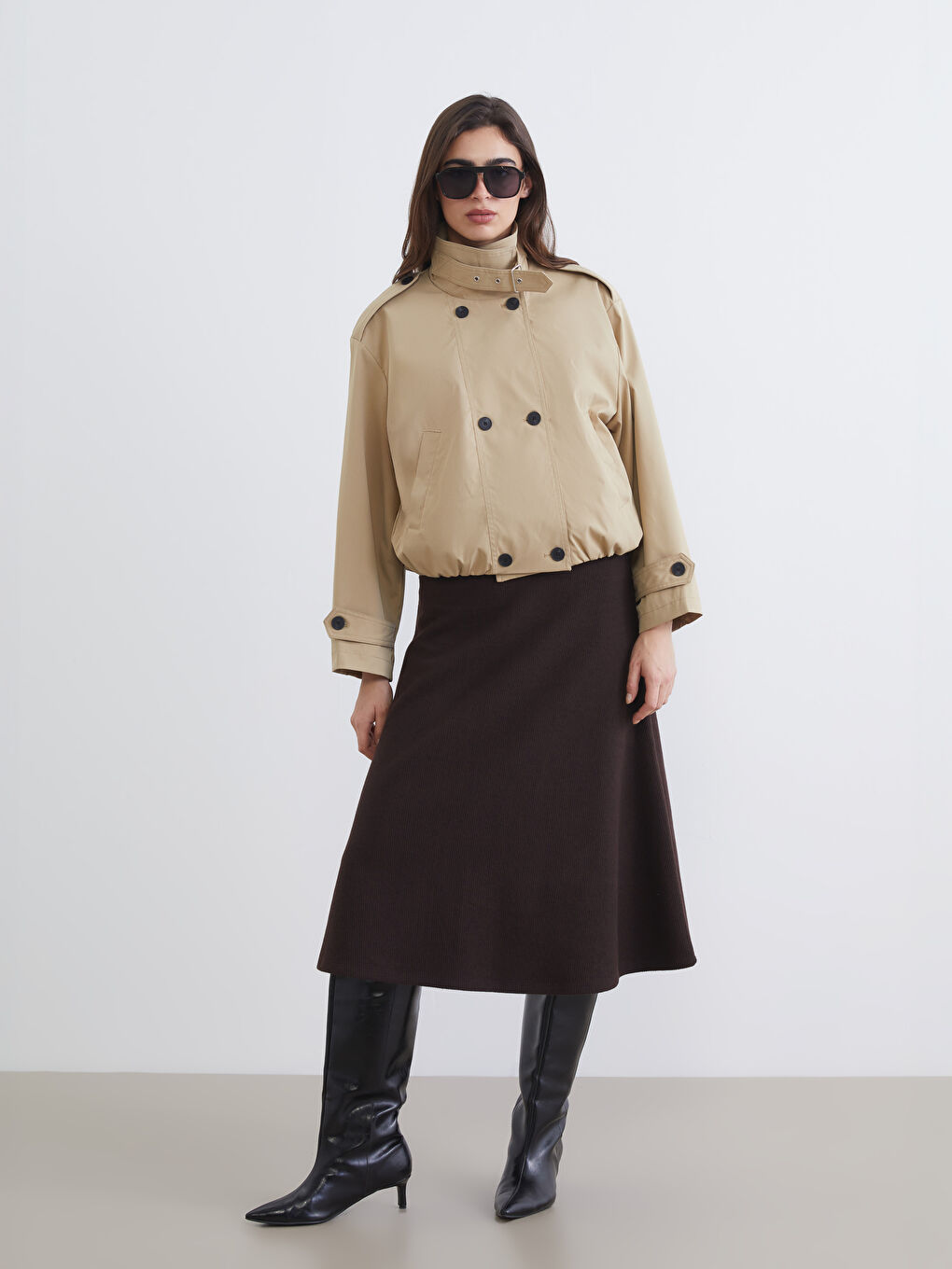 Dik Yaka Kadın Trençkot-2