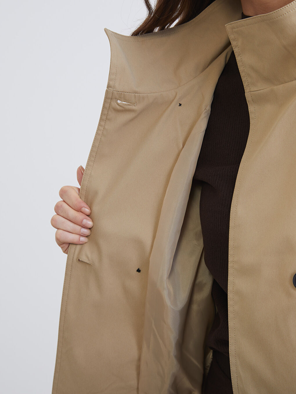 Dik Yaka Kadın Trençkot-4