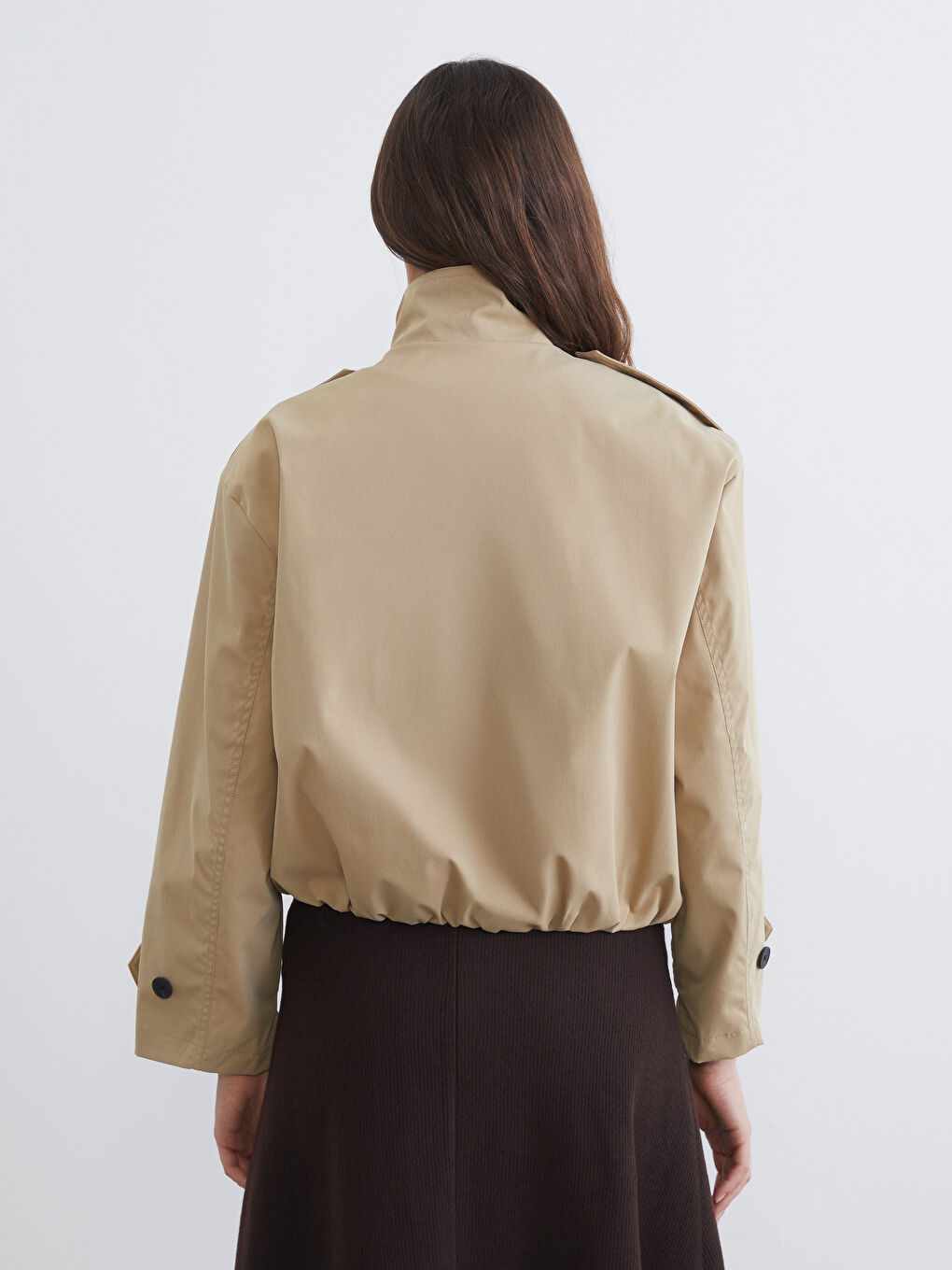 Dik Yaka Kadın Trençkot-5