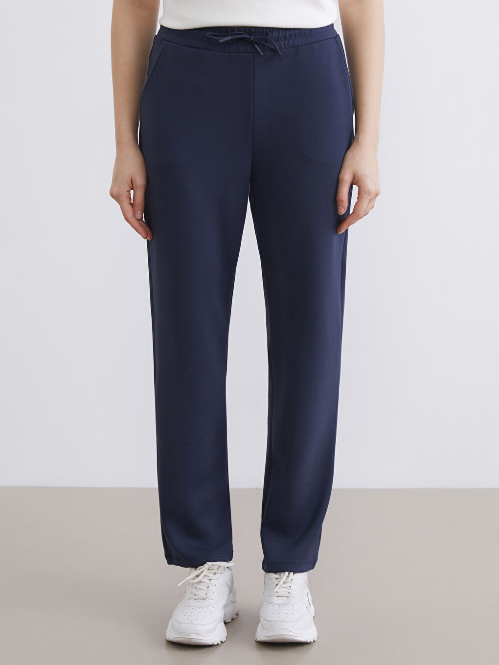 Lacivert Beli Lastikli Soft Touch Kadın Eşofman Altı-1