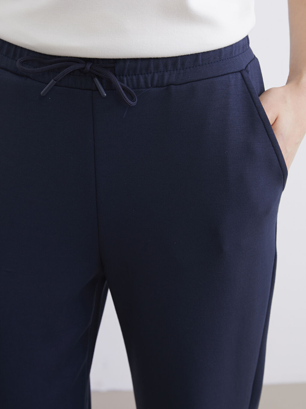 Lacivert Beli Lastikli Soft Touch Kadın Eşofman Altı-2