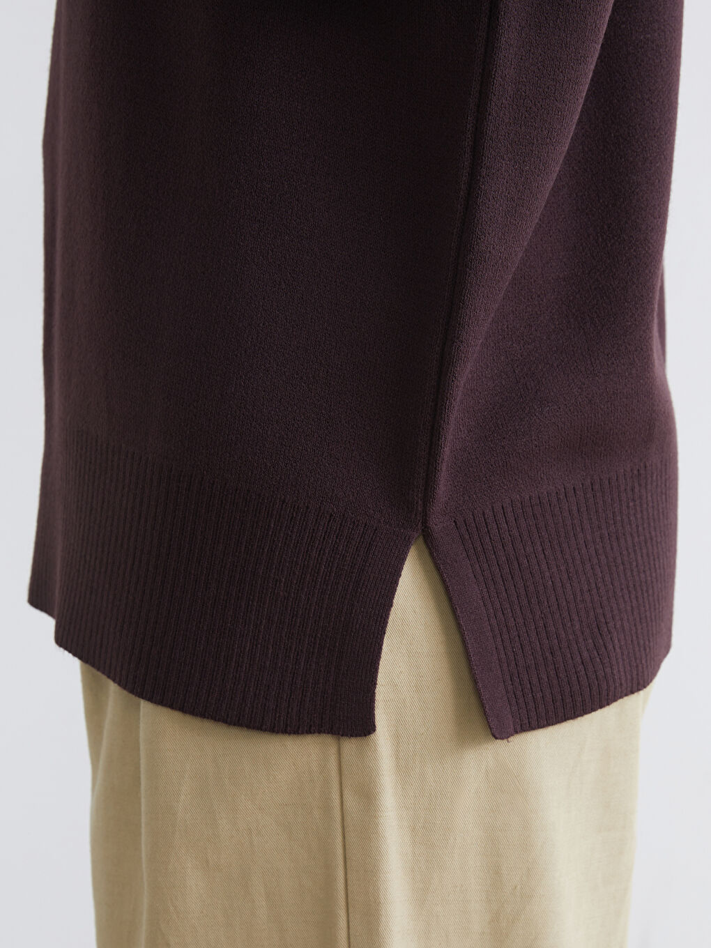 Mürdüm Dik Yaka Kadın Triko Kazak-2