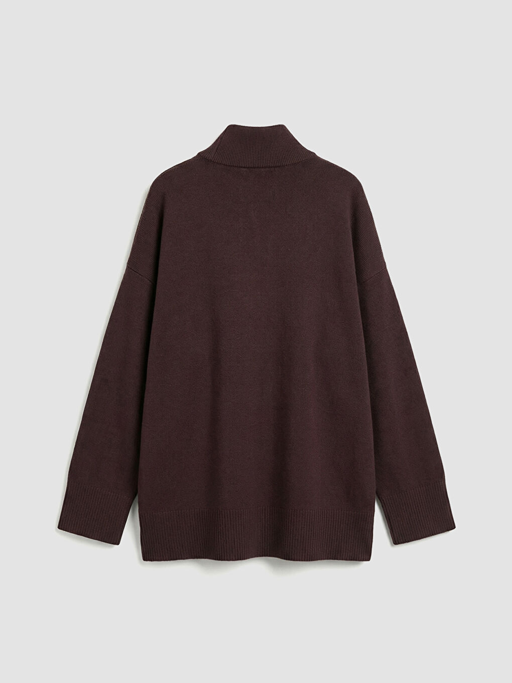 Mürdüm Dik Yaka Kadın Triko Kazak-4