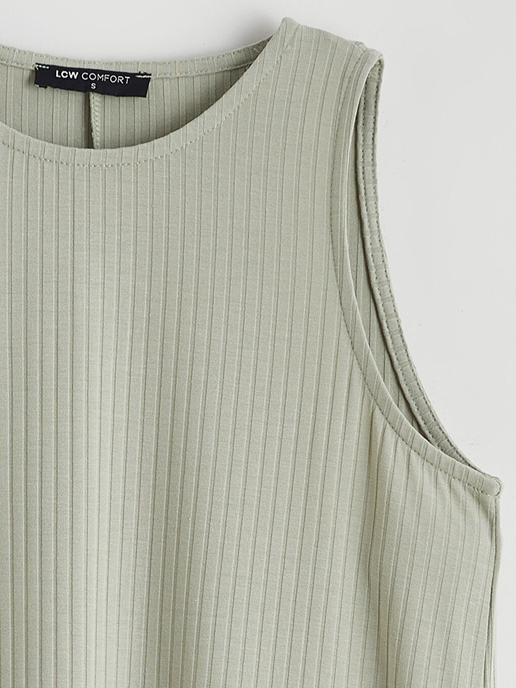 Yeşil Bisiklet Yaka Çizgili Yırtmaçlı Elbise-5