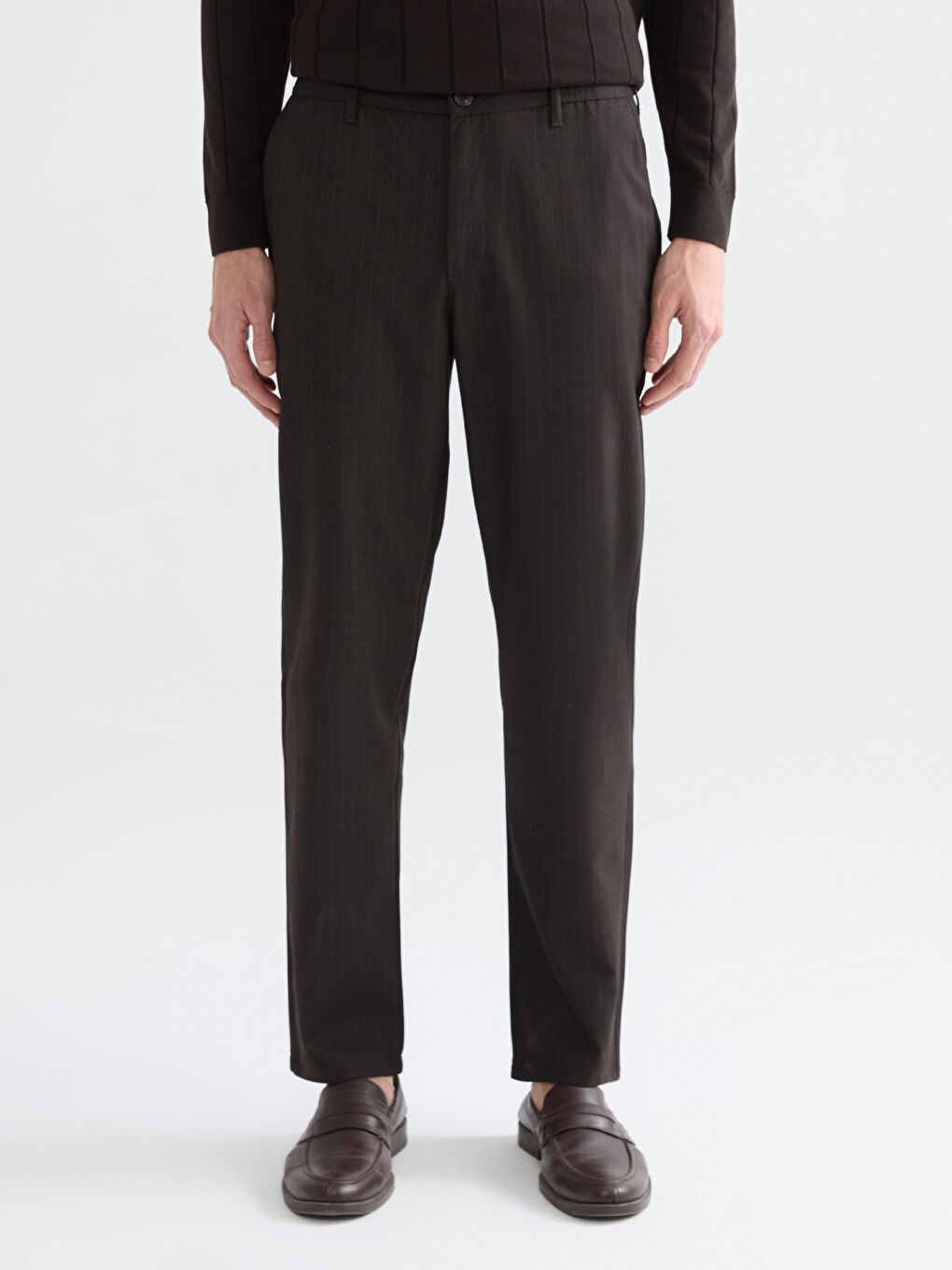 Kahverengi Standart Kalıp Erkek Pantolon-1