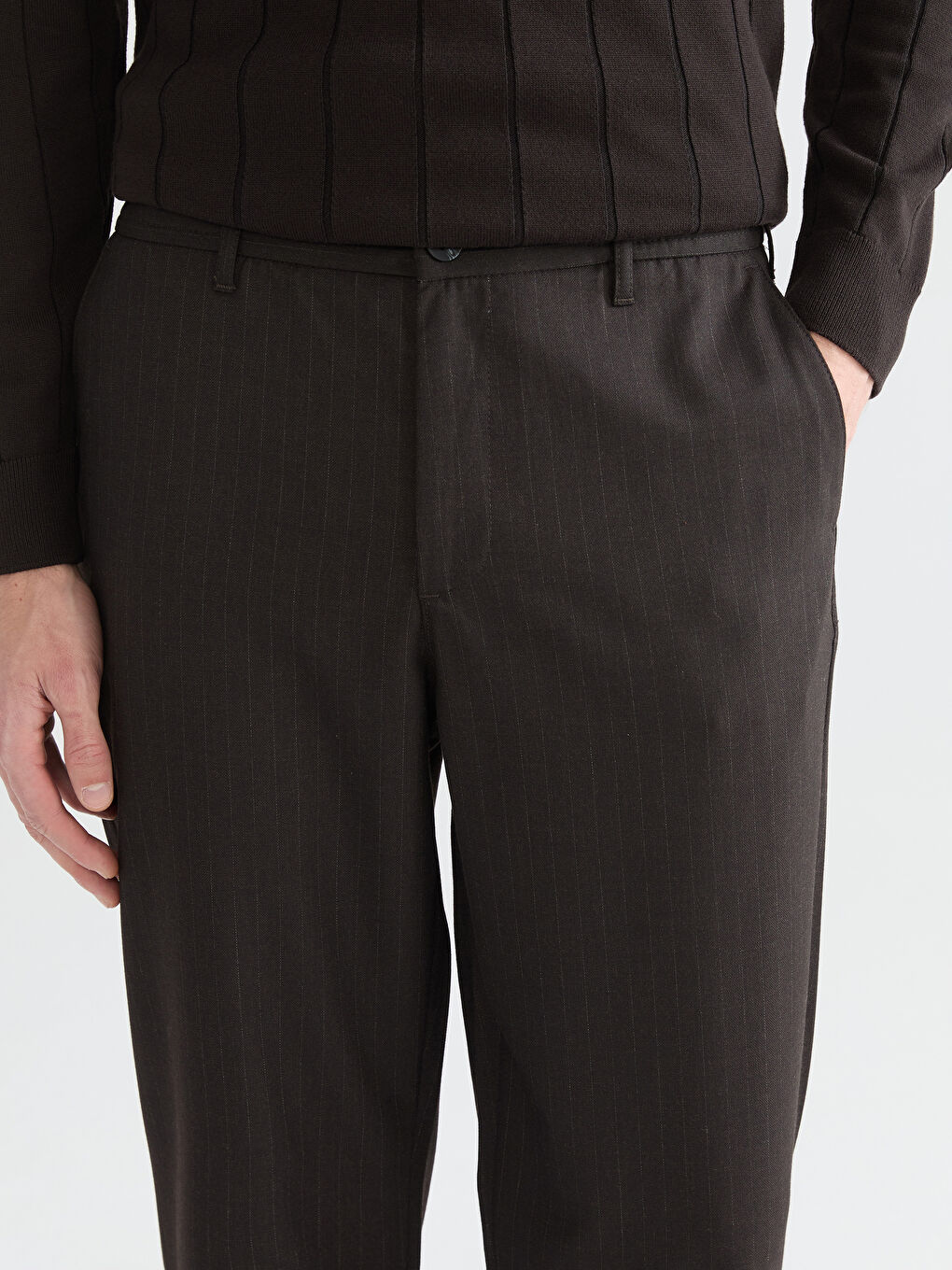 Kahverengi Standart Kalıp Erkek Pantolon-2