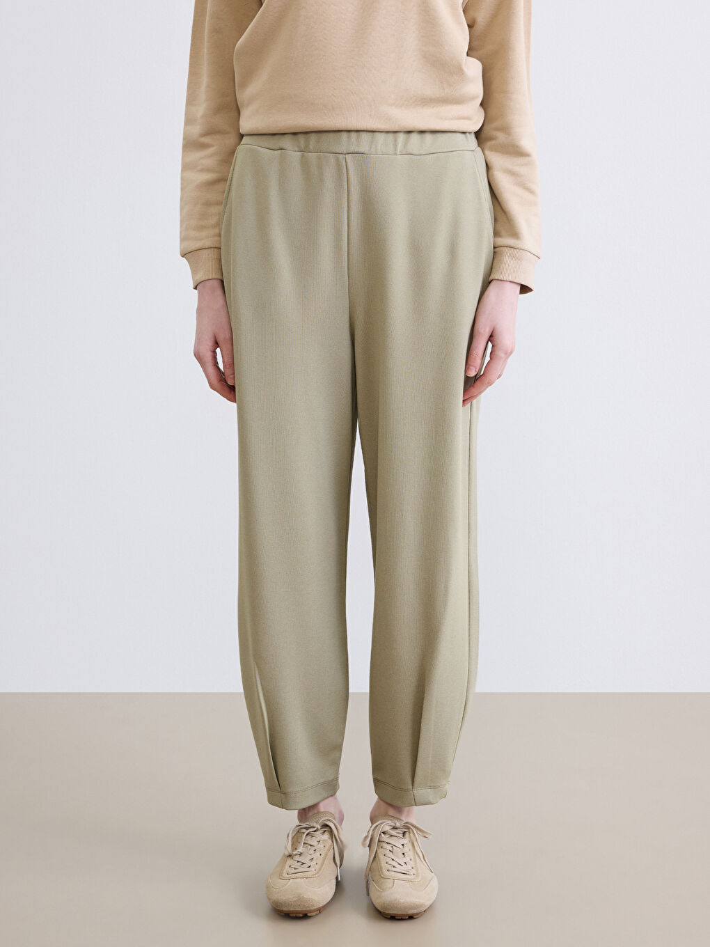 Yeşil Beli Lastikli Kadın Eşofman Altı-1