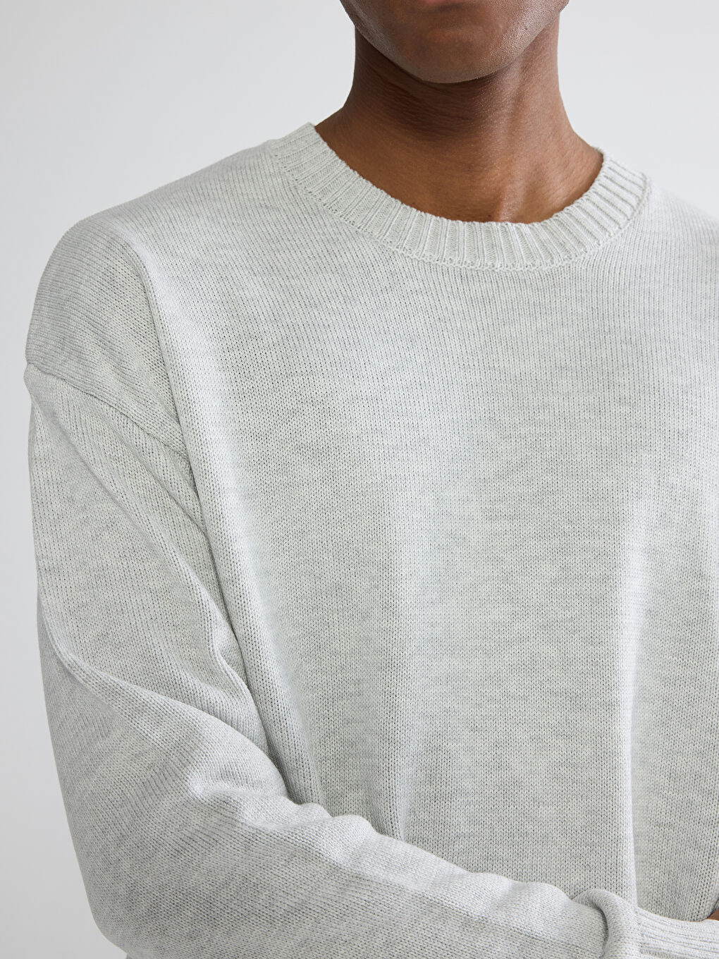 Gri Bisiklet Yaka Erkek Triko Kazak-2