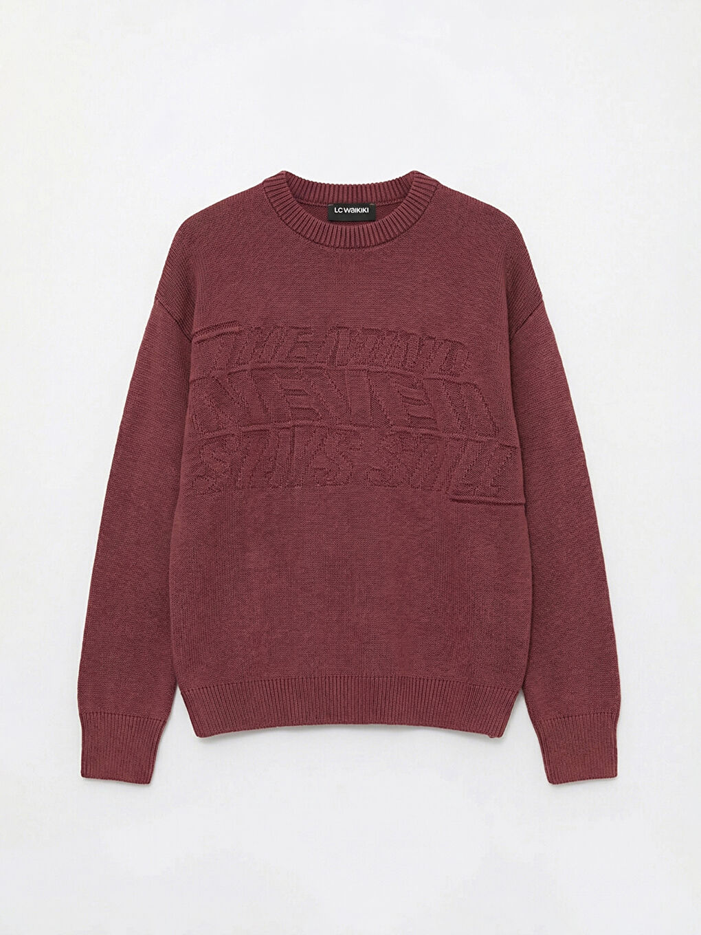 Mürdüm Bisiklet Yaka Kabartmalı Erkek Triko Kazak-4