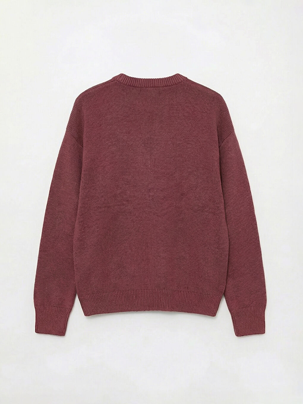 Mürdüm Bisiklet Yaka Kabartmalı Erkek Triko Kazak-5