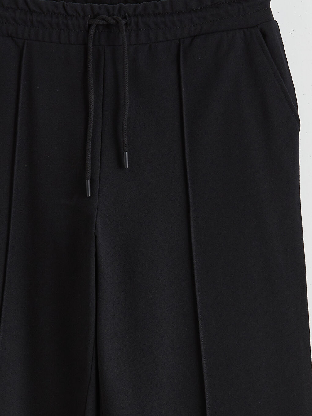 Siyah Beli Lastikli Geniş Paça Kadın Eşofman Altı-5