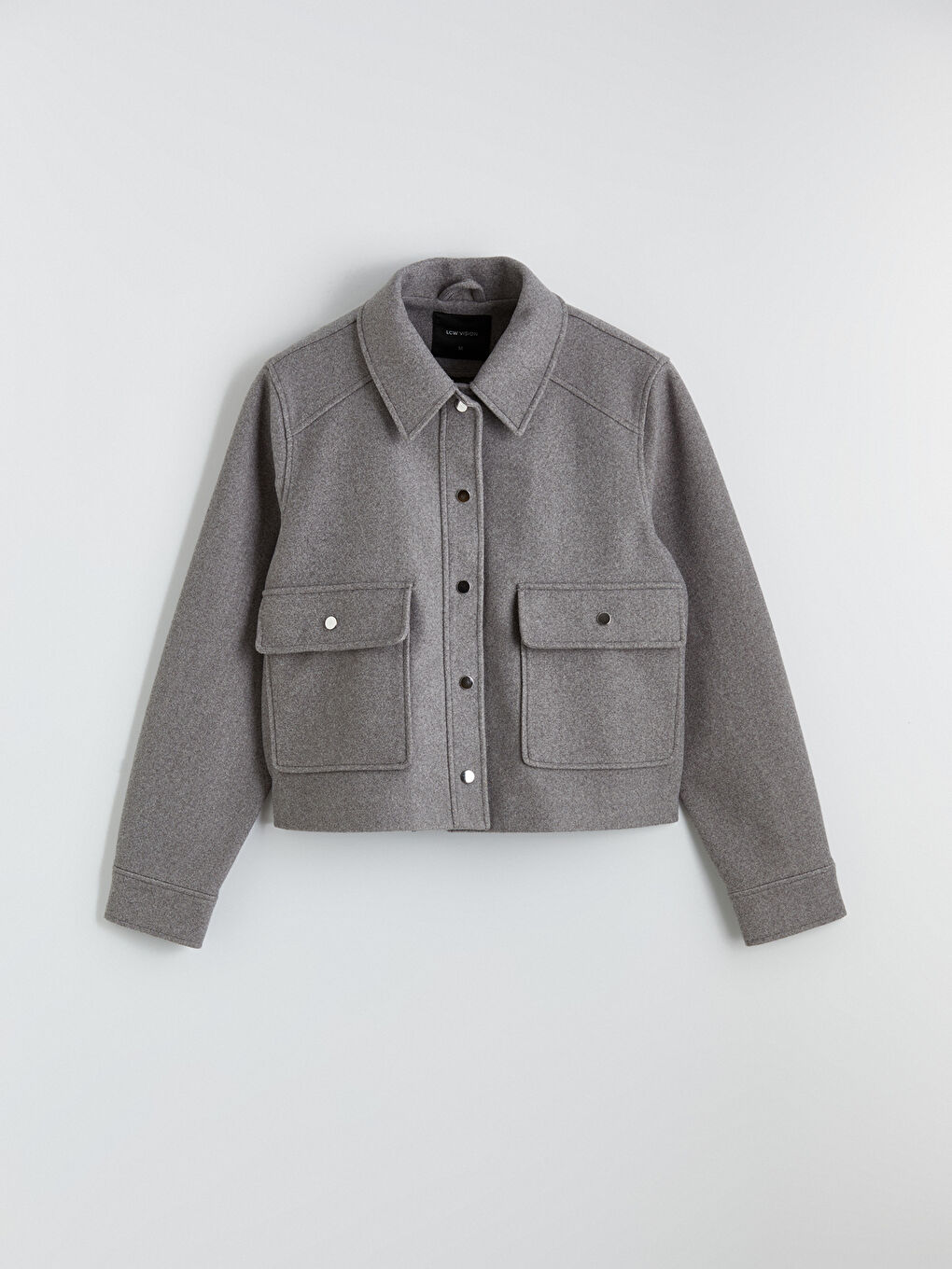 Ženski kaput od kašmira sa kragnom na košulju-5