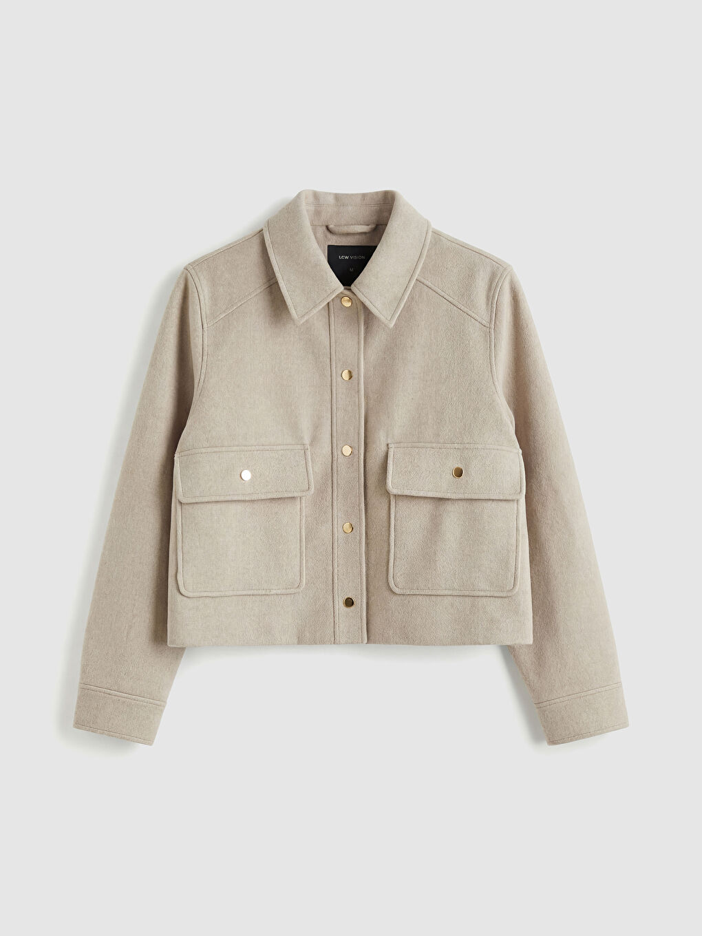 Ženski vuneni kaput sa kragnom na košulju-5