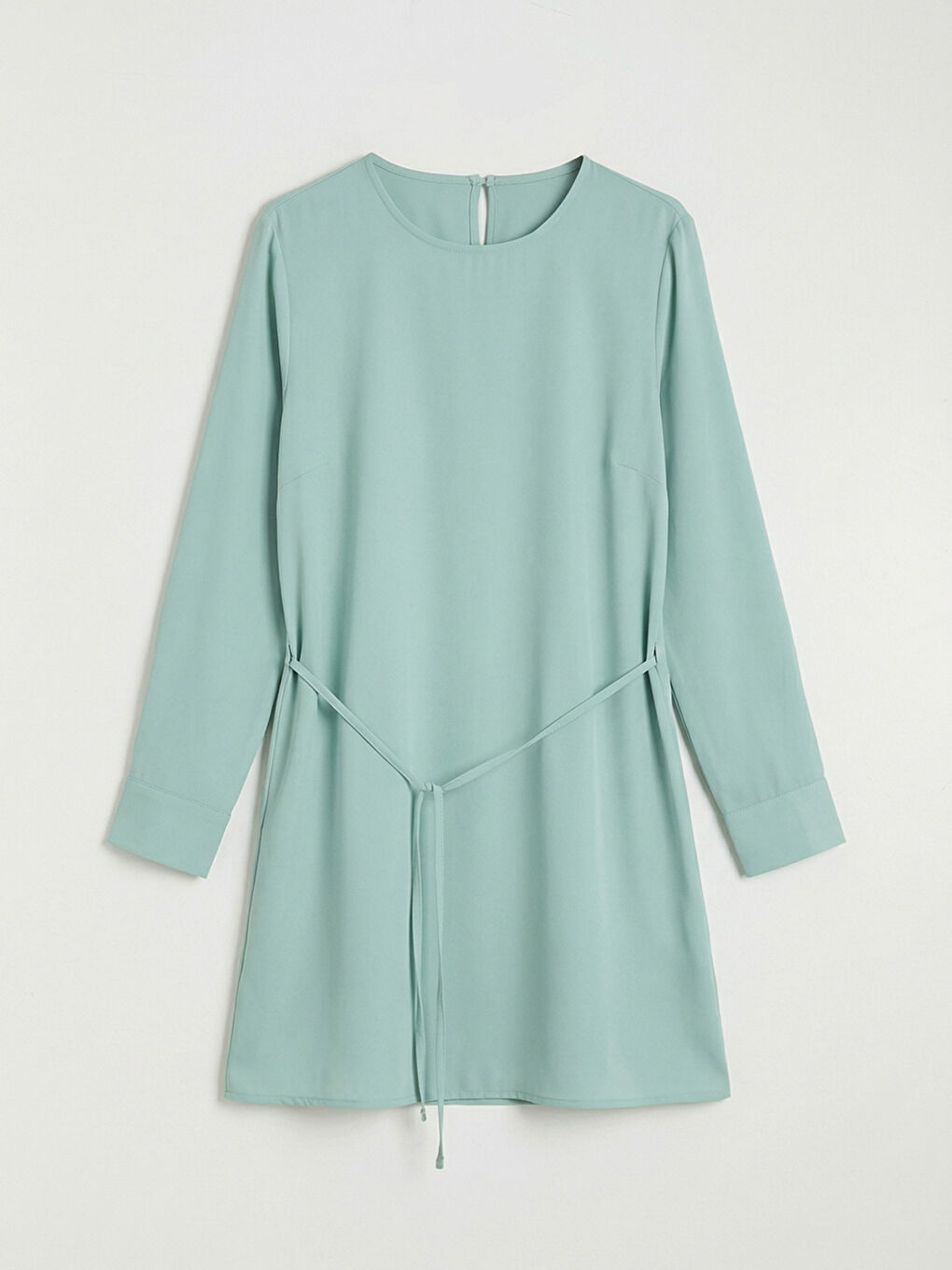 Yeşil Bisiklet Yaka Bağlama Detaylı Kadın Tunik	-4