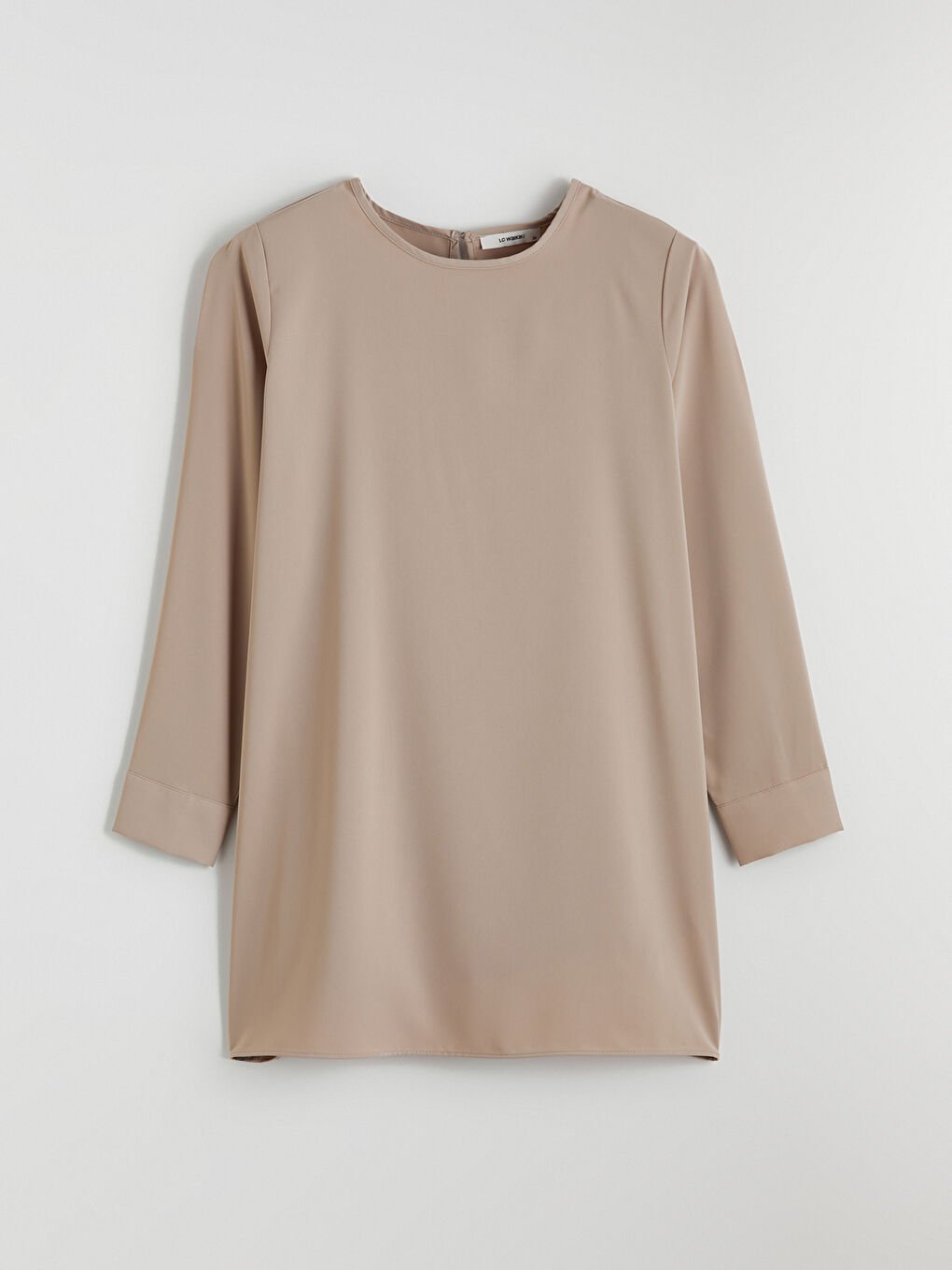 Bej Bisiklet Yaka Bağlama Detaylı Kadın Tunik	-4