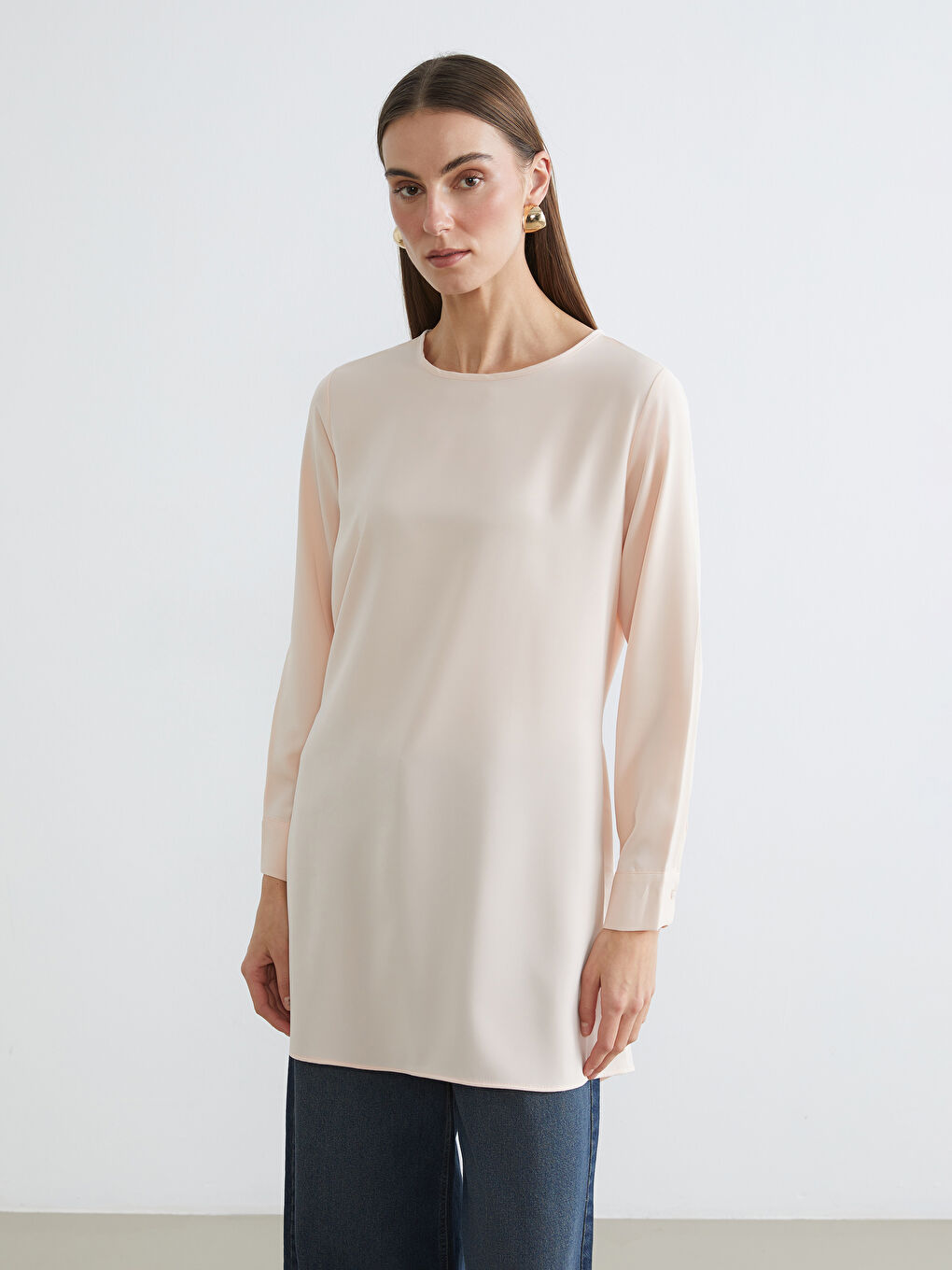 Pembe Bisiklet Yaka Bağlama Detaylı Kadın Tunik	