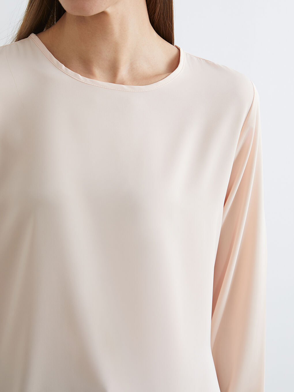 Pembe Bisiklet Yaka Bağlama Detaylı Kadın Tunik	-2