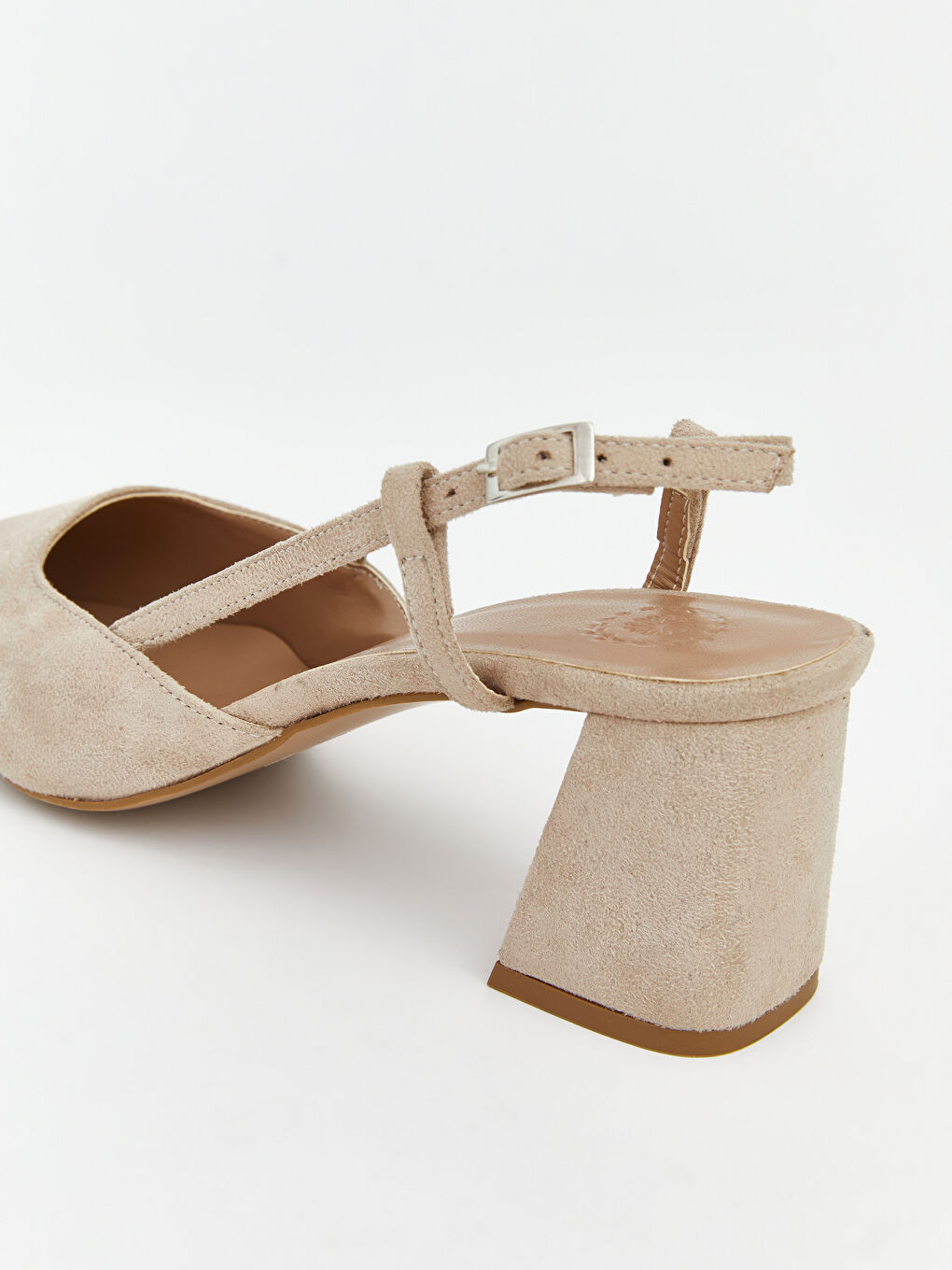 Kahverengi Süet Görünümlü Kadın Topuklu Ayakkabı-4