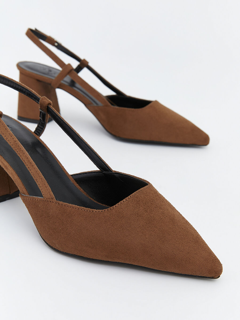 Kahverengi Süet Görünümlü Kadın Topuklu Ayakkabı-2