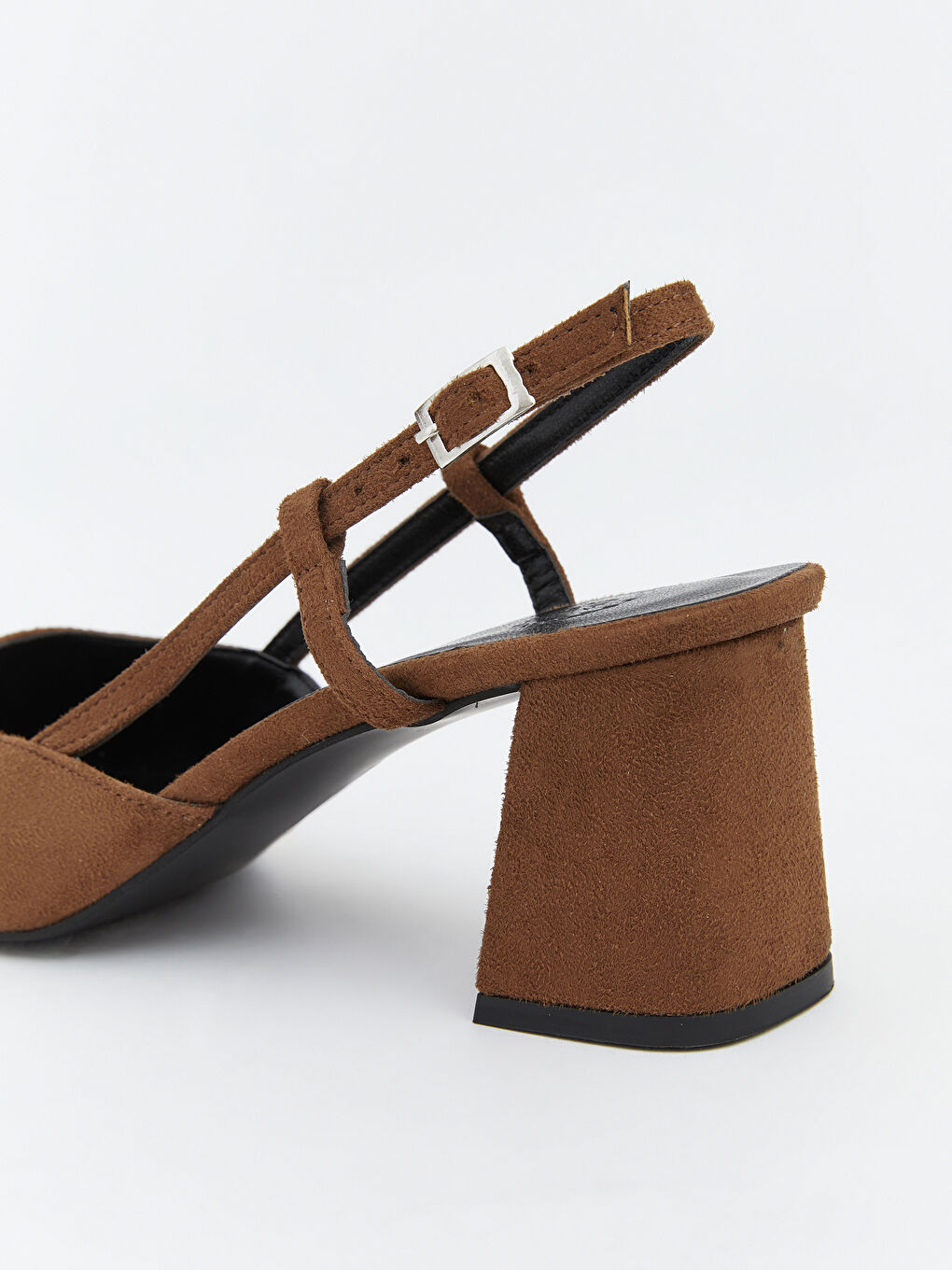 Kahverengi Süet Görünümlü Kadın Topuklu Ayakkabı-4