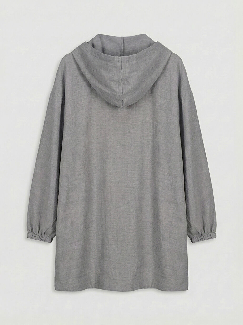 Gri Kapüşonlu Oversize Kadın Tunik-4