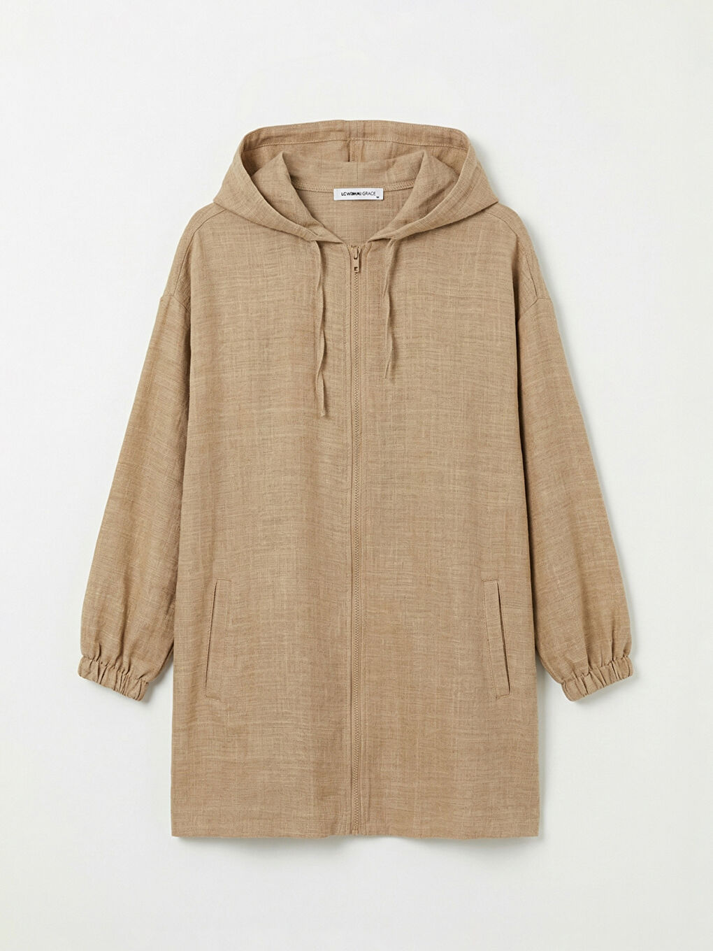 Bej Kapüşonlu Oversize Kadın Tunik-4